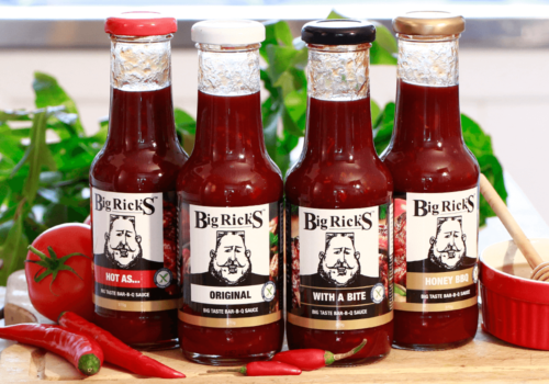 Big Rick's Mixed Pack of BBQ Sauce including Original, Honey, With a Bite and Hot As Bar-B-Q Sauce.