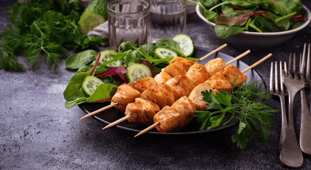 Big Rick's BBQ Chicken Kebabs made with Big Rick's Bar-B-Q Sauce