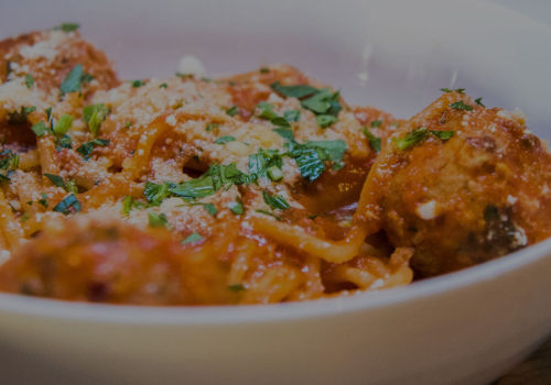 Meatballs and Spaghetti in BBQ Sauce